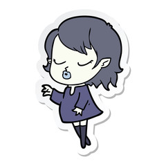 sticker of a cute cartoon vampire girl