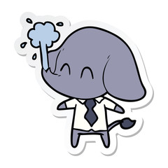 sticker of a cute cartoon elephant spouting water