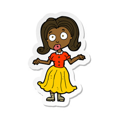sticker of a cartoon confused girl