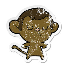 distressed sticker of a cartoon monkey