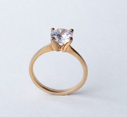 Single diamond ring isolated on white background 