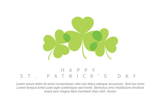St. Patrick's Day Greeting Card Layout with Overlapping Shamrocks Illustration