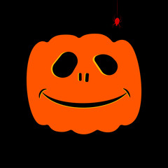 Happy Halloween. Orange pumpkin emoticons isolated on black background. Scary smile face. Vector cartoon design