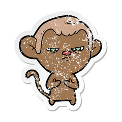 distressed sticker of a cartoon monkey