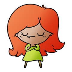 gradient cartoon of cute kawaii girl