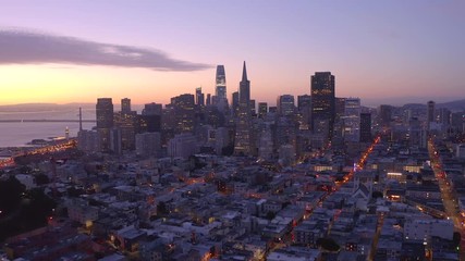 San Francisco downtown buildings skyline aerial