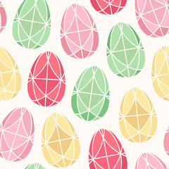 Seamless vector pattern with Easter eggs in cute colors.