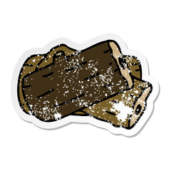 distressed sticker of a quirky hand drawn cartoon log