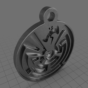 Diving pelican labyrinth pendant