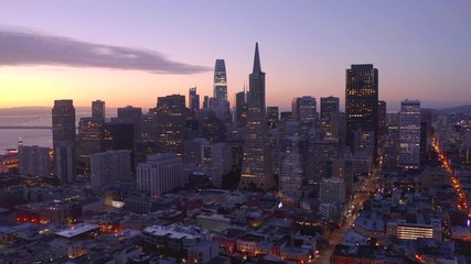 San Francisco downtown buildings skyline aerial