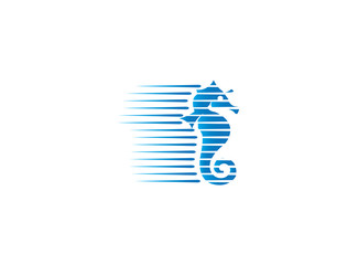 seahorse a small marine fish with segmented bony armor for logo design © Omarok1