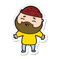 Obraz premium sticker of a cartoon happy bearded man