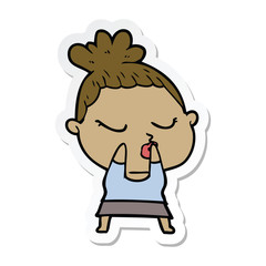 sticker of a cartoon calm woman