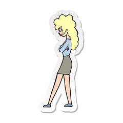 sticker of a cartoon annoyed woman