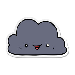distressed sticker of a cute cartoon cloud