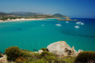 Obraz premium Costa del Sud in Sardegna, Porto Campana, Isola di Su Giudeu e Chia