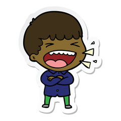 sticker of a cartoon laughing man