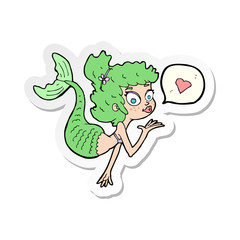 sticker of a cartoon mermaid in love