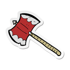 sticker of a cartoon double sided axe