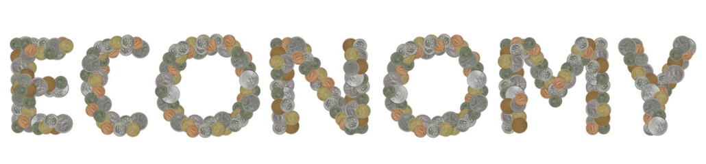 ECONOMY word with Old Coins