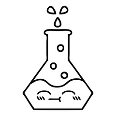 line drawing cartoon science beaker