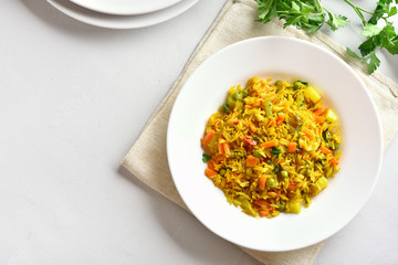 Vegetarian pilaf on plate