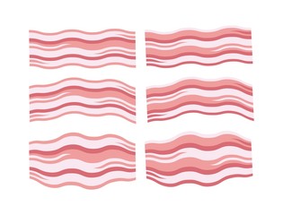 vector breakfast icons of fresh bacon slices