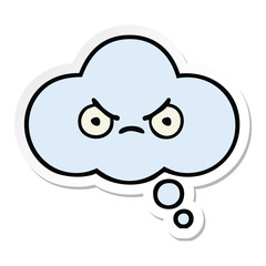 sticker of a cute cartoon thought bubble