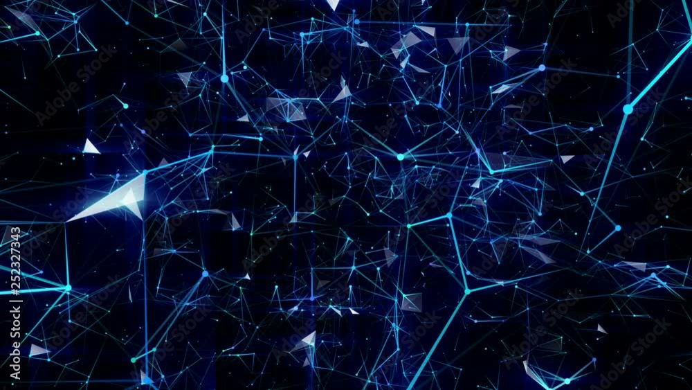 Poster the magic neural network flies in space.abstract 3d rendering of chaotic particles. computer generat