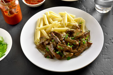 Beef stroganoff with mushrooms