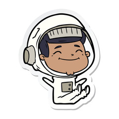 sticker of a happy cartoon astronaut