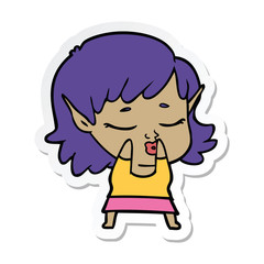 sticker of a pretty cartoon elf girl