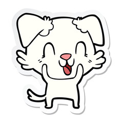 sticker of a laughing cartoon dog