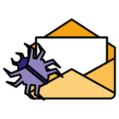 envelope mail with virus bug
