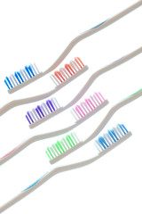 Colorful Assortment of Toothbrushes Isolated On White
