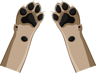 Art of two brown dog paws. Pair of dog paws © TT