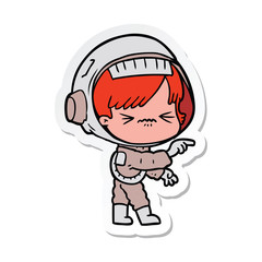 sticker of a angry cartoon space girl
