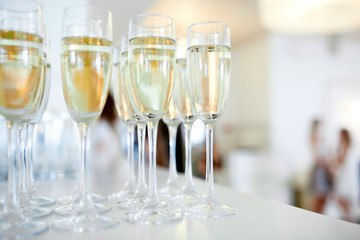 champagne glasses on a table