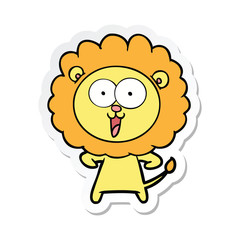 sticker of a happy cartoon lion