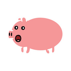 flat color retro cartoon pig