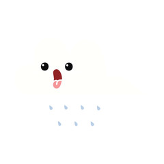 flat color retro cartoon rain cloud