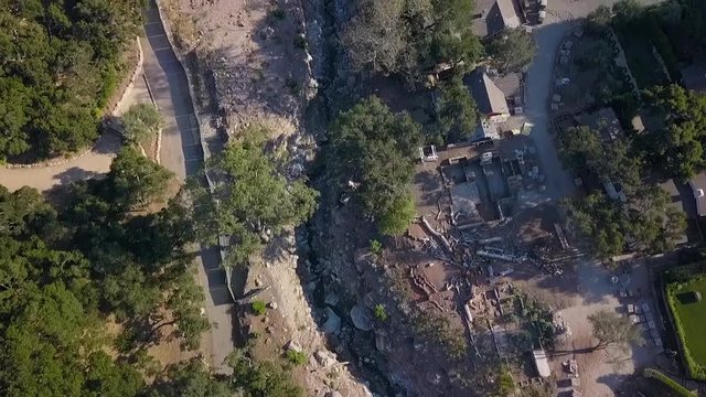 2018 - aerial over the debris flow mudslide area during the Montecito California flood disaster.