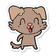 Obraz na płótnie Canvas sticker of a laughing cartoon dog
