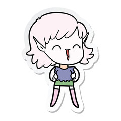 sticker of a cartoon elf girl