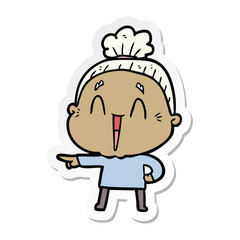 Obraz premium sticker of a cartoon happy old lady