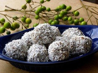 dessert. balls in coconut flakes