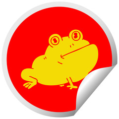 quirky circular peeling sticker cartoon frog