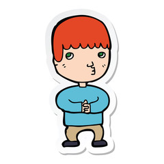 sticker of a cartoon man thinking