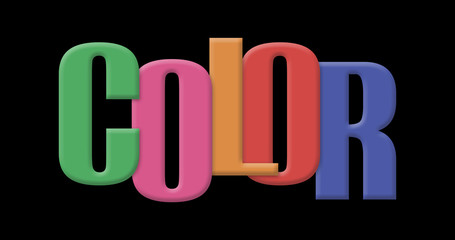COLOR – with colorful letters on black background