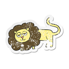 retro distressed sticker of a cartoon lion